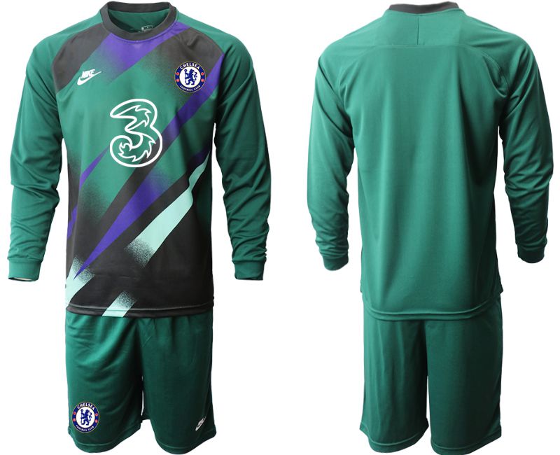 Men 2020-2021 club Chelsea Dark green long sleeve goalkeeper Soccer Jerseys